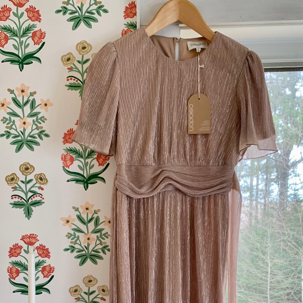 Pink Blush Champagne Crinkle Maxi